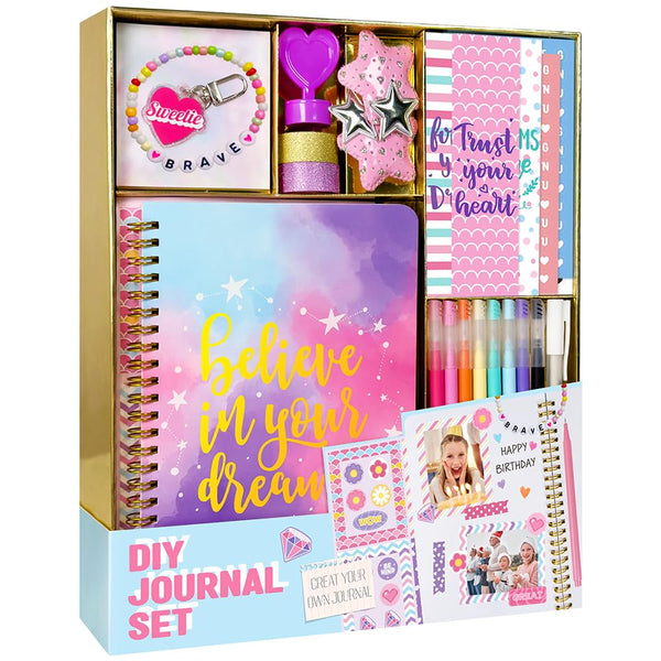 DIY Journal Kit for Girls - DIY Journal Set for Tween & Teen Girls, Stationery Set, Scrapbook & Diary Supplies Set, Journaling Art Crafts Kit,