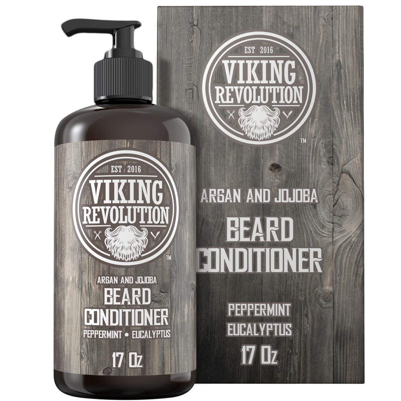 Viking Revolution Beard Conditioner W/Argan & Jojoba Oils - Softens & Strengthens - Natural Peppermint and Eucalyptus Scent- Beard Conditioner