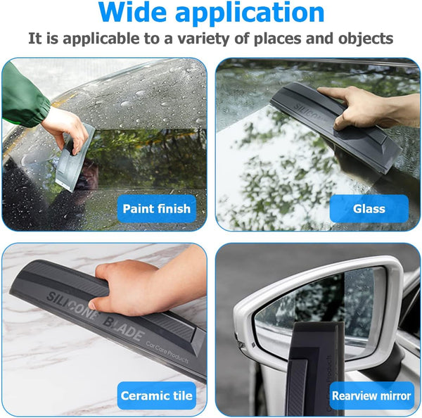 Car Window Squeegee, Soft Silicone Blade for Cleaning Water, Professional One-Piece Auto Glass Water Wiper, 11.8 Inches Water Scraper Cleaner for