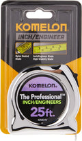 Komelon 425IEHV High-Visibility Professional Tape Measure Bother Inch and Engineer Scale Printed 25-Feet by 1-Inch, Chrome 7.6 m Tape Measure
