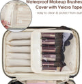 Wandering Nature Makeup Bag, Women Travel Make Up Vanity Case with Handle Black Leather Medium