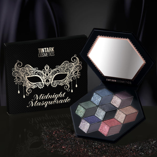 Black Smokey Eyeshadow Makeup Palette, Dark Smoky Eye Shadow Palettes for Halloween Goth Make up Glitter Shimmer Matte Pallets, Midnight