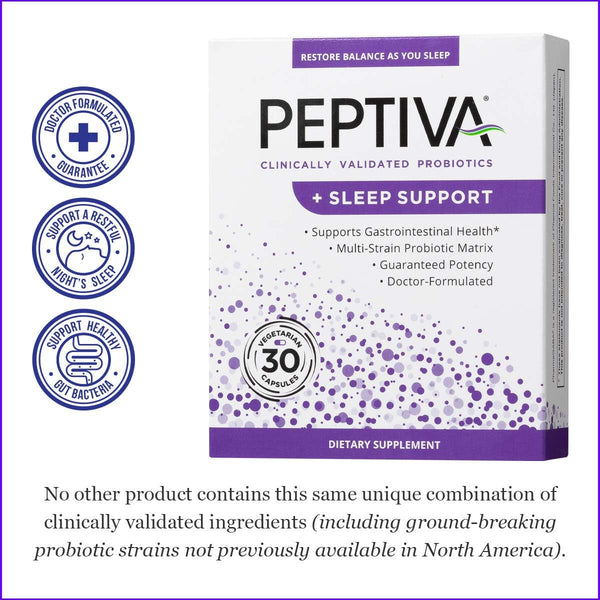Peptiva Sleep Support, Probiotic Lactobacillus, Bifidobacterium, Melatonin 30 Count (Pack of 1)