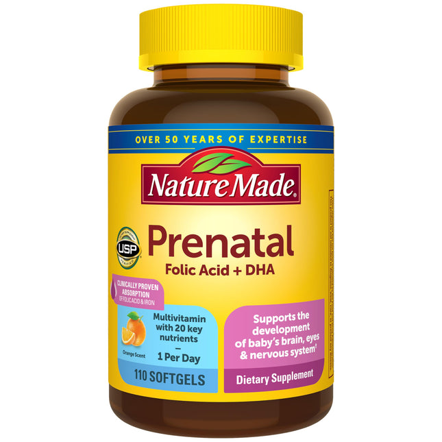 Nature Made Prenatal with Folic Acid + DHA, Prenatal Vitamin and Mineral Supplem