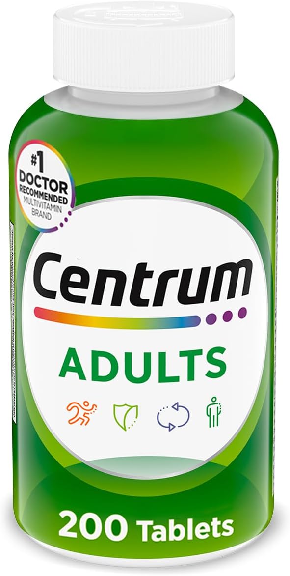 Centrum Adult Multivitamin/Multimineral Supplement with Antioxidants, Zinc, Vitamin D3 and B Vitamins, Gluten Free, Non-Gmo Ingredients - 200 Count