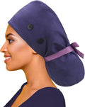 ABAMERICA Scrub Caps for Women Surgical Caps Nurse Hat Functional Ponytail Holder for Long Hair Single or Satin-Lined A- 69 Satin Lined Purple
