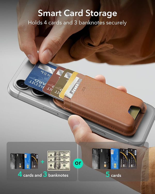 ESR for MagSafe Wallet, 5 Card Holder with RFID Blocking, MagSafe Sticker Included, Slim Magnetic Wallet for iPhone 17e/17/16/15/14/13/12 Series