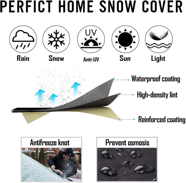 Windshield Snow Cover with Side Mirror Covers, Protects Windshield and Wipers from Weatherproof, Rain, Sun, Frost, Extra Large Size Fits for Most