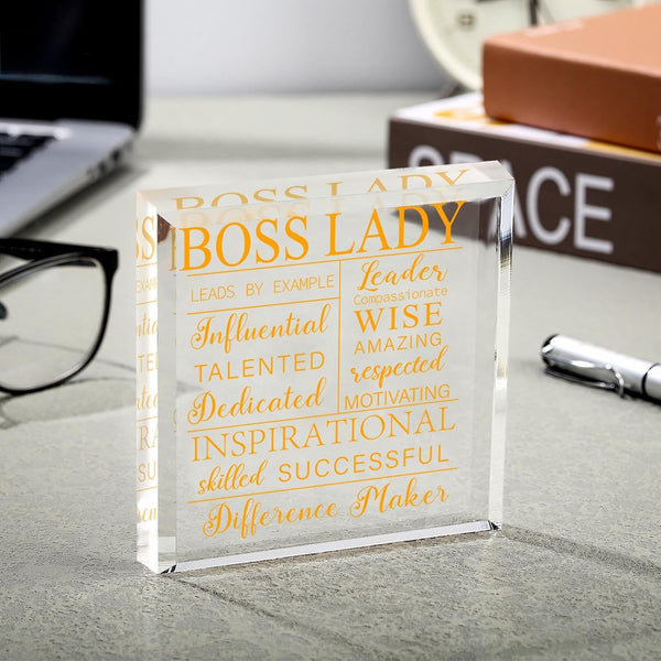 Yalikop Boss Lady Gifts for Women Desk Decor Sign,Classic Style,Gold Gold Classic Style