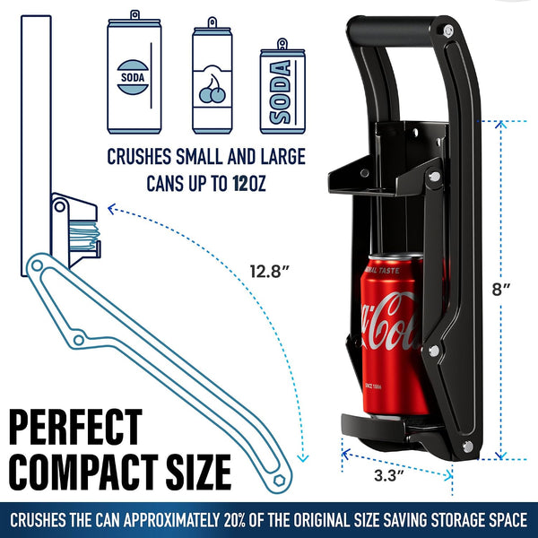 Can Crushers for Recycling - 16 oz Heavy Duty Aluminum Can Crusher Wall Mounted - Soda and Beer Can Smasher for Recycling with Bottle Opener - For