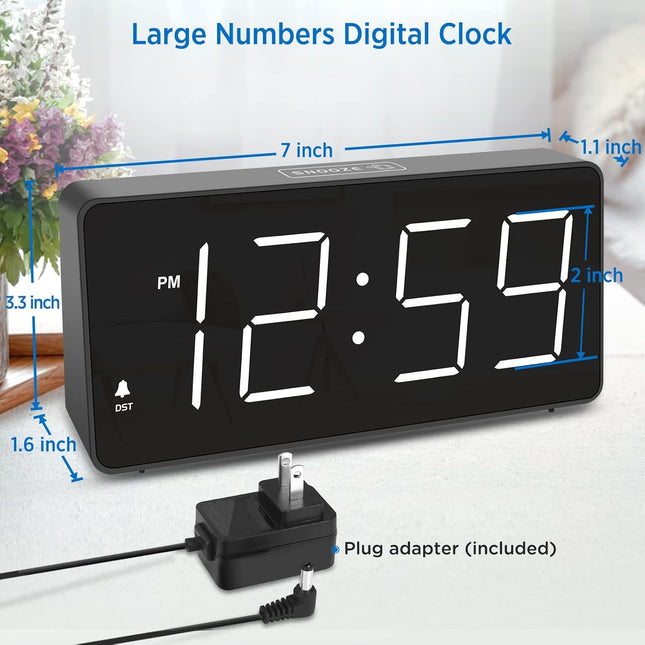 Peakeep Digital Alarm Clock for Bedroom Bedside, Loud Alarm Clock for Heavy Sleepers, Large Big LED Numbers for Seniors,