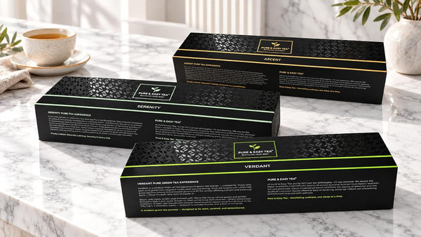 Pure and Easy Tea, Ascent Premium Tea Sampler Set, 15 Count Variety Pack, 5 Natural Caffeinated Blends, Bpa-Free Infuser Bags, Tea Gift Box, 52.5G