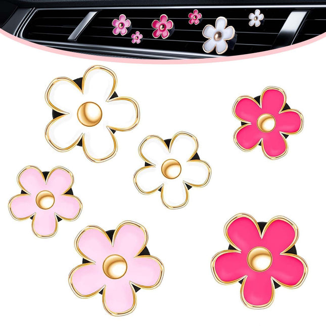 OBTANIM 6 PCS Car Air Vent Clips Colorful Daisy Flower Car Air Freshener Clip Air Conditioning Outlet Clip for Car Inter