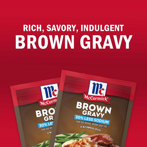 Mccormick 30% Less Sodium Brown Gravy Mix, 0.87 Oz (Pack of 12)