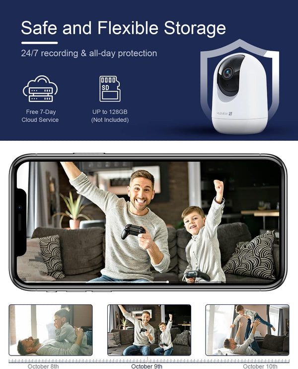 Indoor Security Camera 2K, Pet Camera with Phone App, WiFi Cameras for Home Security Camera for Dog/ Baby Monitor/Elder Pan Tilt, 5/2.4GHz, 24/7,