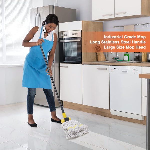 KeFanta Commercial Mop Heavy Duty Industrial Mop,60" String Wet Cotton Mops 1 industrial mop - Yellow