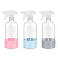 Glass Spray Bottles with Silicone Sleeve Protection, Empty 16 Oz Refillable Containers, Reusable Spray Bottles with Adjustable Nozzle for Hair,