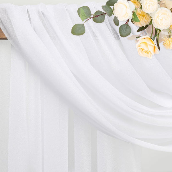 Wokceer White Wedding Arch Draping Fabric Backdrop Drapes Sheer 28.7"x 20FT 1 Panel White