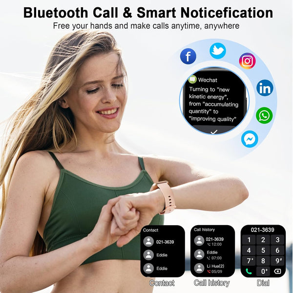Smart Watch for Women, 1.95" HD Touchscreen Fitness Tracker with Bluetooth Calling, Fitness Watch with 110+ Sports Modes/Heart Rate/Sleep Monitor,