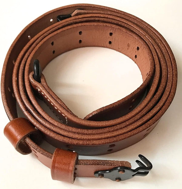 US M1907 Leather Sling WWII M1 Garand Leather Rifle Sling (Leather & Steel Hardware)