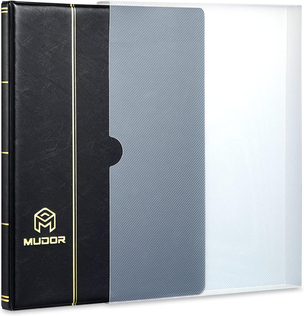 MUDOR Stamp Collecting Album, 7 Rows Pockets Stamp Book for Collectors, 10 Sheets Stamp Stockbook