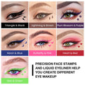 Evpct 7Pcs Colored Liquid Eye Liners Face Stamp Cosplay Gothic Makeup Set Kit for Beginners, Black Brown Purple Blue Red Pink Green Star Flowers
