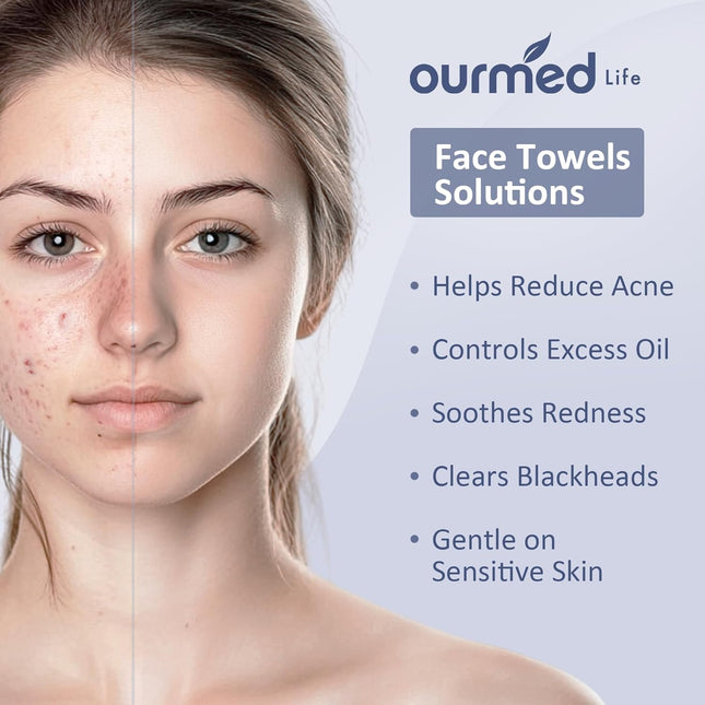 Ourmed Life Face Towels, Disposable Biodegradable Clean Facial Towels for Sensit