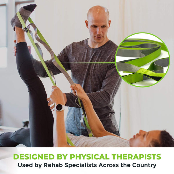 Gradient Fitness Stretching Strap for Physical Therapy, 12 Multi-Loop Stretch Strap 1" W x 8' L, Neoprene Handles, Physical Therapy Equipment,