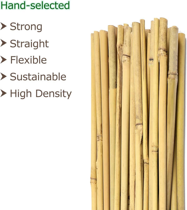 Cambaverd Bamboo Stakes 4ft Natural Plant Stakes for Tomatoes, Beans, Climbing Plants Support - 25 Pack Bamboo Sticks for Plants 4 FT-25PACK