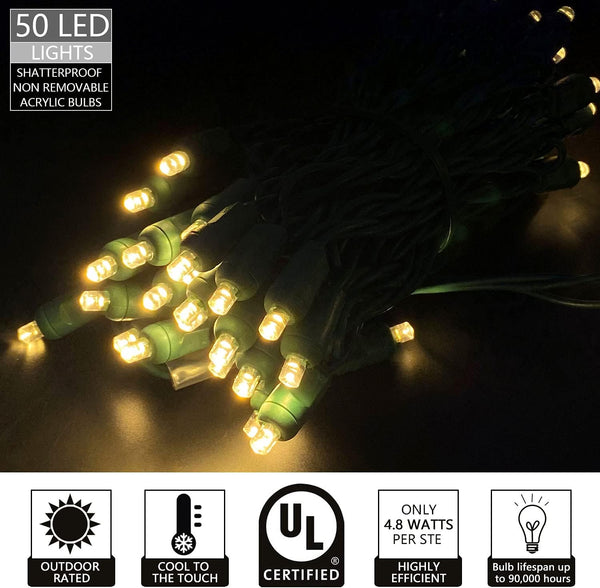5MM Mini LED Christmas Lights,Led String Lights for Outdoor and Indoor Christmas Trees Decoration,Commercial Grade,Green Wire,17ft,UL Listed (Warm