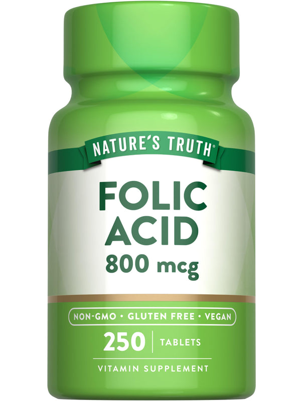 Nature's Truth Folic Acid | 800 mcg | 250 Tablets | Vegan, Non-GMO & Gluten Free Supplement 1 Count (Pack of 250)