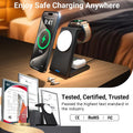 Kysson Foldable 3 in 1 Charging Station for Multiple Devices, Travel Wireless Charger for MagSafe Charger Stand, Magnetic Charging Stand for
