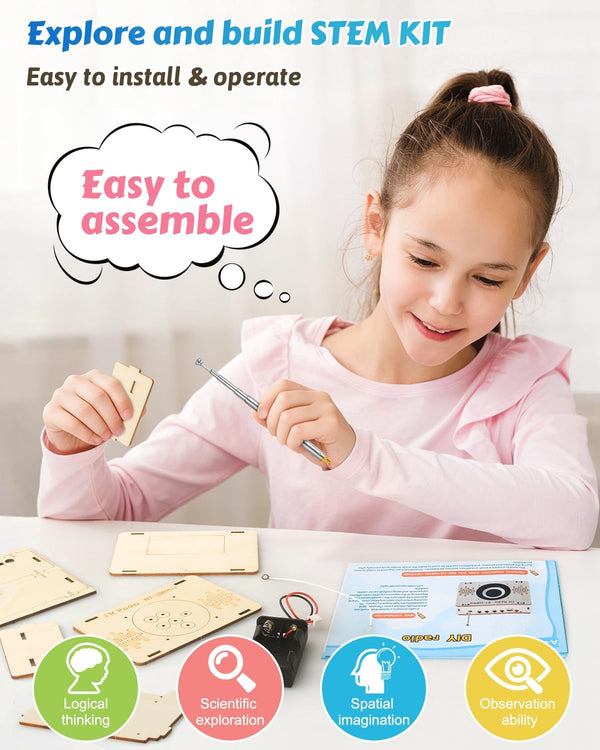 Poraxy Science Kits for Kids Age 8-12 12-14, STEM Kits 8-10, Build Your Own FM Radio Kit, Electronic Circuits DIY Experiment Engineering Building