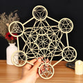 Bnesi 11.8" Metatron's Cube Wall Decor Sacred Geometry Wall Art,Crystal Grid Sacred Geometry Meditation Wall Art Decor (Metatron's Cube) | Laser