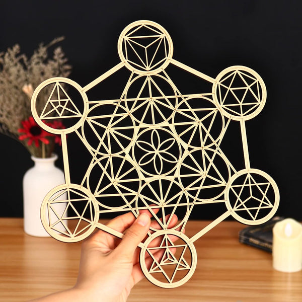 Bnesi 11.8" Metatron's Cube Wall Decor Sacred Geometry Wall Art,Crystal Grid Sacred Geometry Meditation Wall Art Decor (Metatron's Cube) | Laser