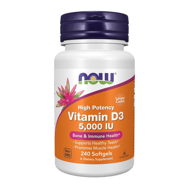 NOW Foods Supplements, Vitamin D-3 5,000 IU, High Potency, Structural Support*, 