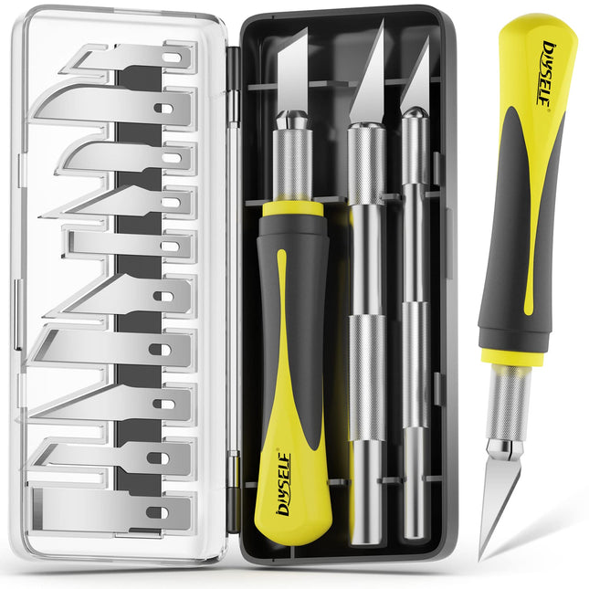DIYSELF 16-Piece Craft Knife Set, Exacto Knife Set, 3-Piece Hobby Knife with 10-Piece Exacto Knife Blades, Precision Art