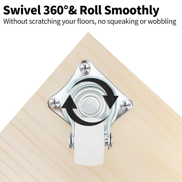 HOWDIA 1" Small Caster Wheels Swivel Casters Trolley Wheels for Furniture Project Cart, Industrial Casters Single Wheel with Rubber Base Ball