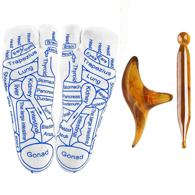 Reflexology Socks with Acupoint Massage Tool, Health Socks for Relieving Fatigue and Pain - Acupressure Reflexology Foot