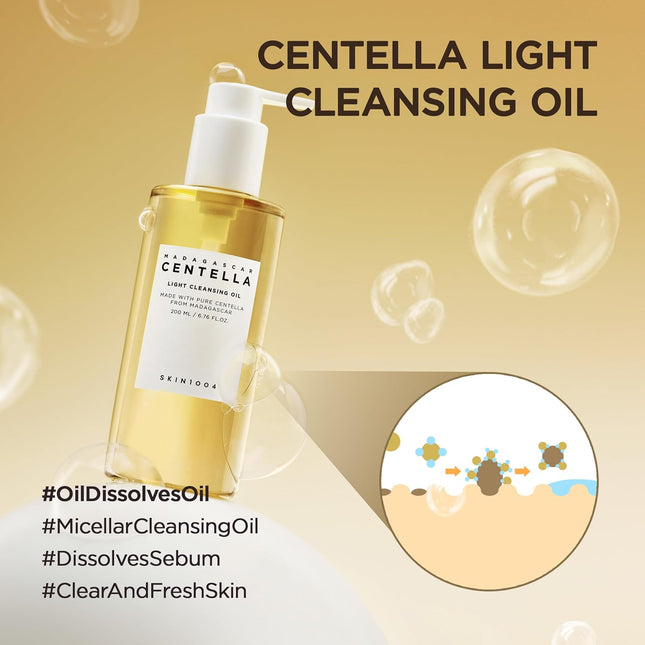SKIN1004 Madagascar Centella Light Cleansing Oil 6.76 Fl.Oz, 200Ml | Gentle Oil 