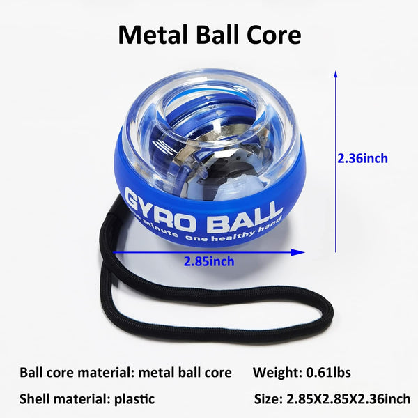 EXBEPE Metal Torque Ball with Light, Weighted Auto-Start Gyro Ball Hand Wrist Forearm Trainer and Strengthener for Exercise Joint and Muscle with