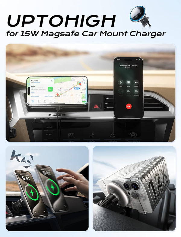 For Magsafe Car Mount Charger, 15W Fast Charging LED Magnetic Wireless Car Charger, Air Vent Phone Holders for Your Car for Magsafe Car Phone