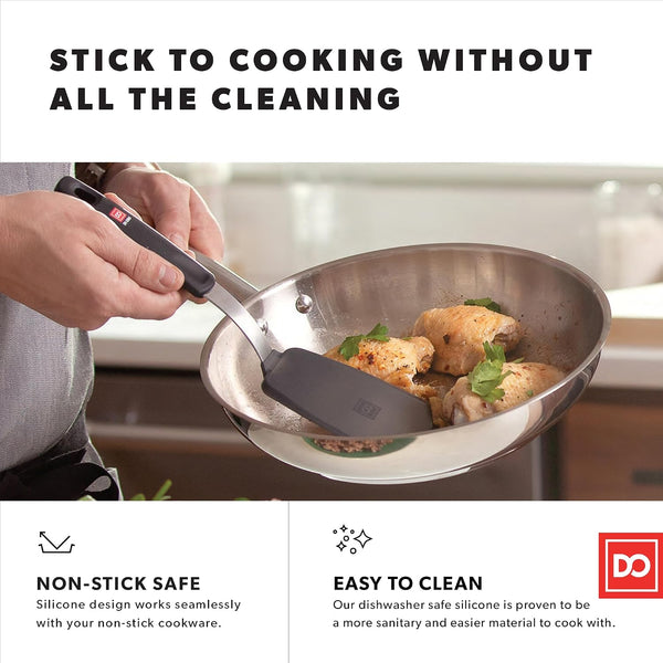 DI ORO Spatulas for Kitchen Use - Forever Warranty - 600°F Heat Resistance Silicone - Turner Spatula Set for Cooking - BPA Free Wide Pancake