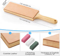 Angerstone Oversize Double Sided Leather Strop Kit(3" Knife Stropping Leather）with Ergonomic Handle - Knife Strop for Sharpening Knives, Wood