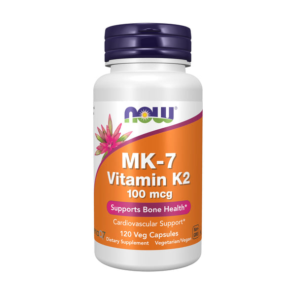 NOW Supplements, MK-7 Vitamin K-2 100 mcg, 120 Veg Caps 120 Count (Pack of 1)