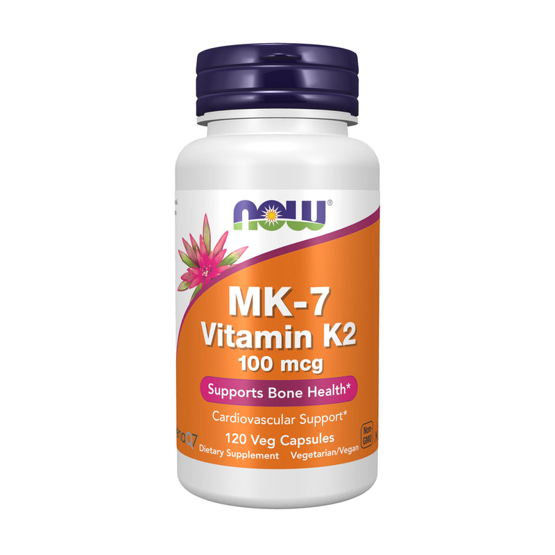 NOW Supplements, MK-7 Vitamin K-2 100 mcg, 120 Veg Caps 120 Count (Pack of 1)