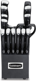 Cuisinart 15-Piece Knife Set with Block, High Carbon Stainless Steel, Forged Triple Rivet (Black/Black)