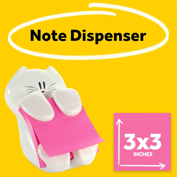Post-it Note Dispenser, White Cat Design, 1 Dispenser, 1 Pad, 45 Sheets 1 Count