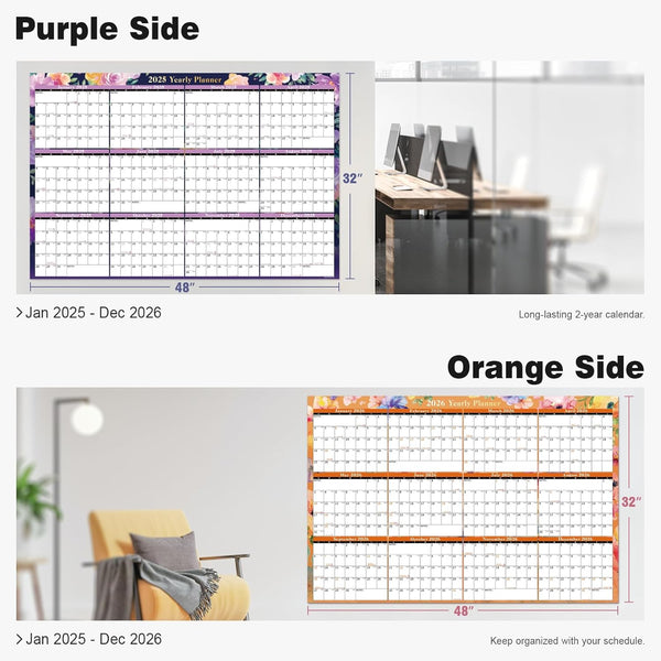 Ospelelf 2025 Wall Calendar Large 32'' X 48'' Dry Erase Laminated Calendar for Wall, 12 Month Family Calendar, Use Jan 2025 - Dec 2025 (Morandi)