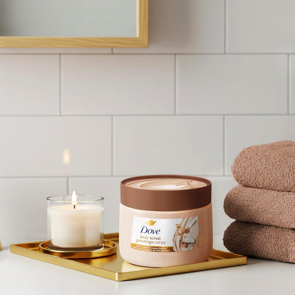 Dove Body Scrub Brown Sugar & Coconut Butter, 15 oz | Exfoliating body scrub that buffs away dull skin and deeply nourishes for soft, smooth and